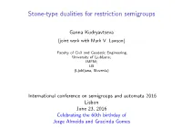 Stone-Type Dualities for Restriction Semigroups