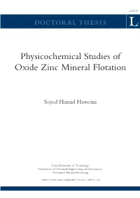 Physicochemical Studies of Oxide Zinc Mineral Flotation Mineral Zinc Oxide of Physicochemicalstudies