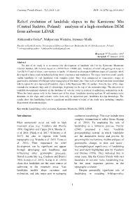 Relief Evolution of Landslide Slopes in the Kamienne Mts (Central Sudetes, Poland) – Analysis of a High-Resolution DEM from Airborne Lidar