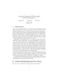 Security Analysis of Wireguard MIT 6.857 Final Project