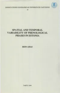 Spatial and Temporal Variability of Phenological Phases in Estonia
