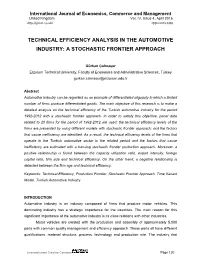 Technical Efficiency Analysis in the Automotive Industry: a Stochastic Frontier Approach