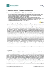 Carnitine Inborn Errors of Metabolism