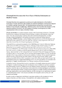 Christoph Bock Becomes the New Chair of Medical Informatics at Meduni Vienna