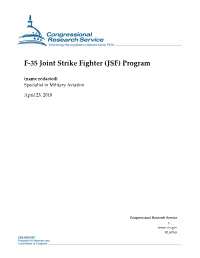 F-35 Joint Strike Fighter (JSF) Program