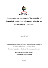 Index Testing and Assessment of the Suitability of Bentonite from the Imerys Bentonite Mine, for Use in Geosynthetic Clay Liners