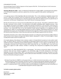 Manitoba Prompt Payment Coalition Applauds All Party Support of Bill 218 – the Prompt Payment in the Construction Industry Act Passing Second Reading