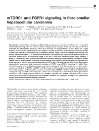 Mtorc1 and FGFR1 Signaling in Fibrolamellar Hepatocellular