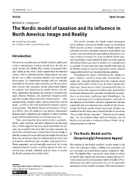 The Nordic Model of Taxation and Its Influence in North America: Image and Reality