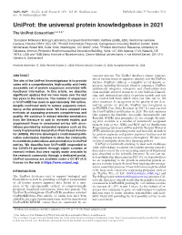 Uniprot: the Universal Protein Knowledgebase in 2021 the Uniprot Consortium1,2,3,4,*