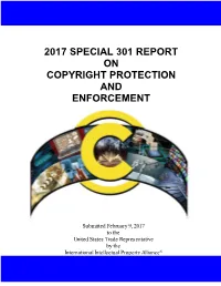 2017 Special 301 Report on Copyright Protection and Enforcement