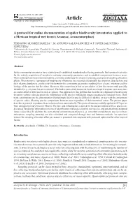 A Protocol for Online Documentation of Spider Biodiversity Inventories Applied to a Mexican Tropical Wet Forest (Araneae, Araneomorphae)