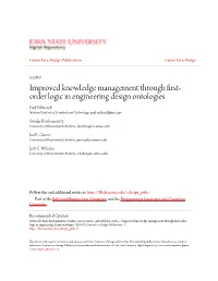 Improved Knowledge Management Through First-Order Logic in Engineering Design Ontologies" (2010)