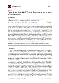 Optimizing Anti-Viral Vaccine Responses: Input from a Non-Specialist