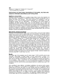 Prevalence of Functional Disorders of the Bowel, Rectum, and Anus in a Tertiary Urogynecology Population