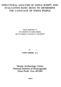 Structural Analysis of Indus Script and Evaluating Basic Signs to Determine the Language of Indus People