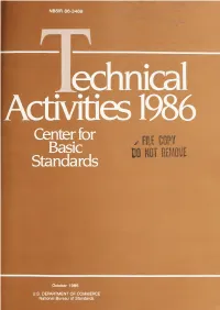Technical Activities 1986 -Center for Basic Standards