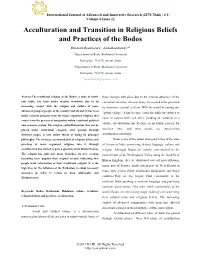 Acculturation and Transition in Religious Beliefs and Practices of the Bodos