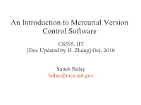 An Introduction to Mercurial Version Control Software