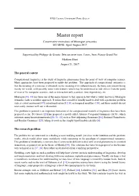 Master Report Conservative Extensions of Montague Semantics M2 MPRI: April-August 2017