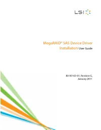 Megaraid SAS Device Driver Installation User's Guide