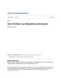 Order in the Desert: Law Abiding Behavior at Burning Man