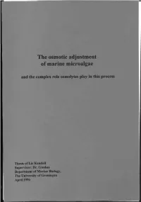 The Osmotic Adjustment of Marine Microalgae