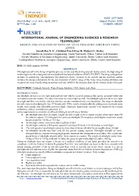 DESIGN and ANALYSIS of WING of an ULTRALIGHT AIRCRAFT USING ANSYS Sarath Raj N