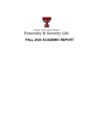FALL 2020 ACADEMIC REPORT Comprehensive University Statistics - Fall 2020 TOTAL COUNT SEMESTER GPA