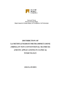 (Mdma) in Non Conventional Matrices and Its Applications in Clinical Toxicology