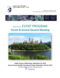 Preliminary EVENT PROGRAM Forum & Annual General Meeting