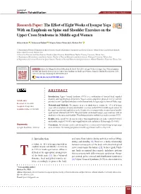 Research Paper:The Effect of Eight Weeks of Iyengar Yoga with An