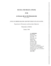 Rules and Regulations for School Health Programs