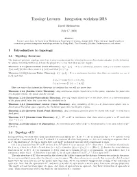 Topology Lectures Fintegration Workshop 2018
