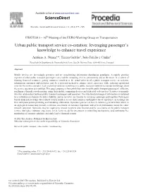 Urban Public Transport Service Co-Creation: Leveraging Passenger’S Knowledge to Enhance Travel Experience