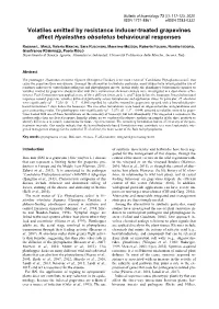 Volatiles Emitted by Resistance Inducer-Treated Grapevines Affect Hyalesthes Obsoletus Behavioural Responses