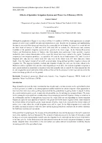 Effects of Sprinkler Irrigation System and Water Use Efficiency (WUE)