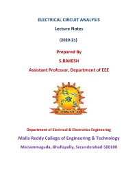 ELECTRICAL CIRCUIT ANALYSIS Lecture Notes