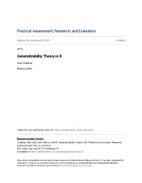 Generalizability Theory in R