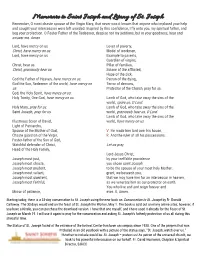 Memorare to Saint Joseph and Litany of St. Joseph