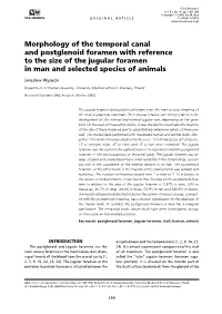 Morphology of the Temporal Canal and Postglenoid Foramen with Reference to the Size of the Jugular Foramen in Man and Selected Species of Animals