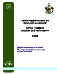 OPEGA Annual Report on Activities and Performance 2018