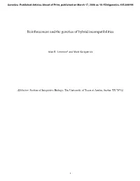 Reinforcement and the Genetics of Hybrid Incompatibilities