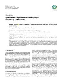 Spontaneous Chylothorax Following Septic Pulmonary Embolization