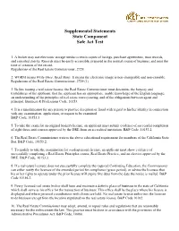 Supplemental Statements State Component Safe Act Test