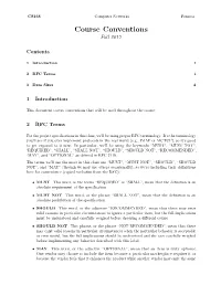 Course Conventions Fall 2017