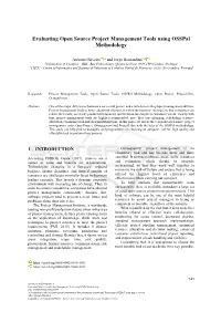 Evaluating Open Source Project Management Tools Using Osspal Methodology
