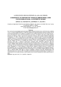 A Diagnostic Algorithm for Thoracolumbar Spinal Cord Pathologies in Dogs: a Systematic Review