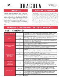 Dracula Synopsis Audience Advisory