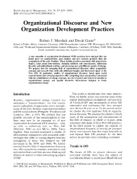 Organizational Discourse and New OD Practices
